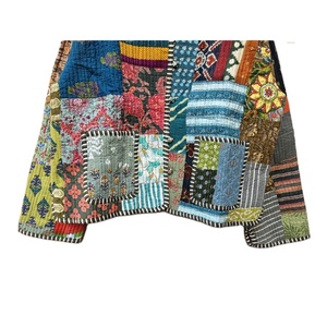 Vêtements d'extérieur indiens vintage faits à la main pour femmes veste matelassée courte en coton doux conception unique de patchwork différents imprimés respirants - Product Image 5