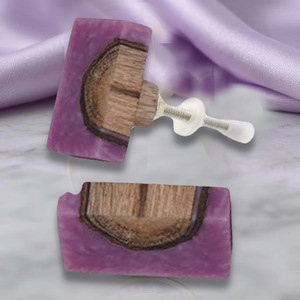 Poignée de tiroir moderne carrée en bois et résine avec bouton métallique violet pour bar et bureau à domicile - Installation facile pour meubles - Product Image 1