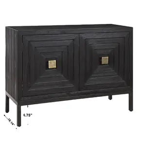 SWT Modern 2 Door Accent Storage Cabinet Black Wood Sideboard Furniture