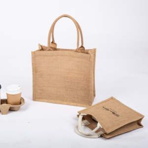 Bolsa Ecológica de Yute para Almuerzo y Lonchera con Forro Interior Aislante, Capacidad de 6-10L, con Asas para Uso Diario en la Oficina y la Escuela - Product Image 1