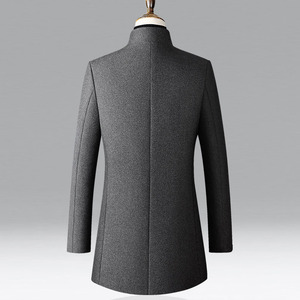 Abrigo Largo de Lana Negro para Mujer, Cuello Camisero, Color Sólido, Abrigo Cálido para Invierno - Product Image 5