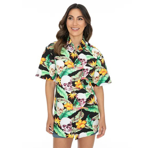 Camisas hawaianas unisex OEM con logo personalizado impreso, camisas tropicales casuales, camisas Aloha modernas, camisetas de playa con botones y estampado floral de verano - Product Image 4