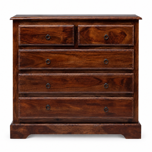 Solid Mango Wood 6 Drawer Chest of Drawers Rustic Wooden Living Room Dresser Storage Cabinet Eco-Friendly Handmade Space Saving - Product Image 1