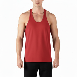 Custom <b>Logo</b> Combed Cotton Gym Muscle Fitness Sleeveless Sportswear Athletic Singlet Vest High Stretch Racerback Mens Tank Top - Product Image 5
