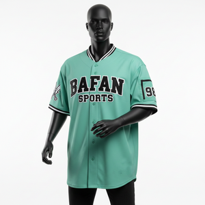 Camiseta 100% algodón para hombre, corte holgado, estampada, estilo béisbol, tela de poliéster tejida, con botones al frente, logotipo personalizado, ropa de equipo. - Product Image 6