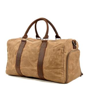 Sac de voyage vintage en cuir unisexe, style classique, marron, avec poignée souple, fermeture éclair, sangle réglable, grand format pour le quotidien et les voyages - Product Image 2