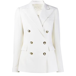 Blazer de Mujer de Alta Calidad, Blanco, Manga Larga, Tejido Sólido, Corte Entallado, Estilo Sorority, Personalizable con Logotipo, Primavera 2026 - Product Image 3