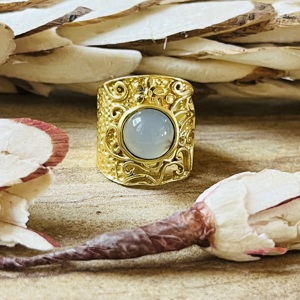 Latest High Demanding Filigree Texture <b>Ring</b> Moonstone Brass 18k Gold Plated <b>Ring</b> <b>Chunky</b> Boho Statement Women Wholesale <b>Ring</b> - Product Image 1