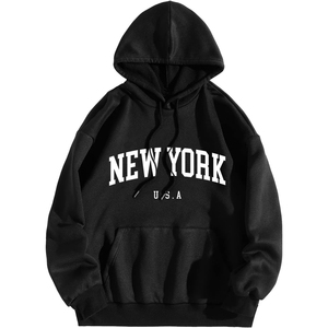 Sudadera con Capucha de Forro Polar Personalizada para Hombre, Estampado de Nueva York, EE. UU., Estilo Casual Holgado, Corte Regular, Ropa de Invierno, 100% Algodón - Product Image 1