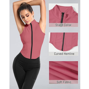 <b>Women's</b> Plus Size <b>Sleeveless</b> Full Zip Lightweight Slim Fit Eco-Friendly Four-Way Stretch Workout <b>Jacket</b> for Gym Yoga Athletic - Product Image 6