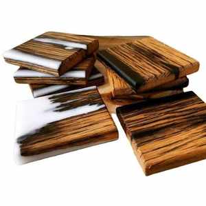 Sous-verres rectangulaires écologiques Axiom Home Accents, style moderne fait main, en bois massif incrusté de pierre, épaisseur 5 mm, pour la table - Product Image 2