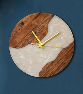 Wooden Epoxy Resin Modern Design Wall <b>Clock</b> with Natural Wood Grain Quartz Calendar for Living Room Home Decor <b>Battery</b> Powered - Product Image 4