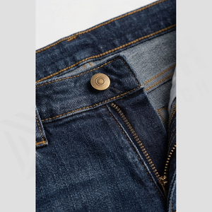 Jean slim homme coupe droite en denim délavé foncé, taille haute, déchiré, décontracté, en coton, style automne - Product Image 4