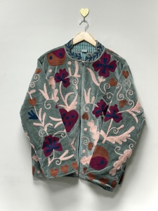 Premium Bohemian Suzani <b>Velvet</b> Bomber Jacket <b>Women</b> Handmade Floral Embroidered Winter Regular Reversible Eco-Friendly Stylish - Product Image 6