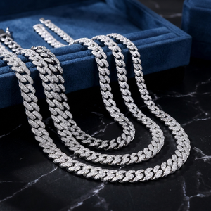 Collar de Cadena Cubana con Moissanita, Plata 925, Chapado en Oro, Estilo Cristiano Hiphop, Unisex, para Uso Diario, RIZTA JEWELS - Product Image 3