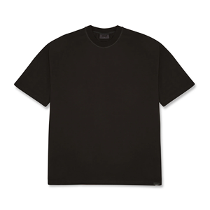 T-shirt à manches courtes en coton noir pour homme, col rond, coupe ample, style décontracté, imprimé écologique, tissu tricoté - Product Image 1
