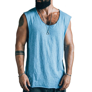 Camisetas sin mangas urbanas para hombre al por mayor, ODM, personalizadas, de tela ligera heathered, cuello ancho, para hombre. - Product Image 4