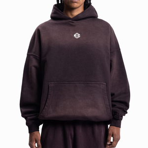 Sudadera con capucha marrón lavada para hombre, de forro polar oversize con bolsillo canguro, conjunto de chándal a juego, proveedor OEM de ropa urbana personalizada - Product Image 5