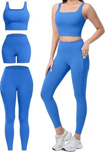 Ensemble 2 pièces de leggings de yoga Bnice tendance pour femme, en dentelle unie, taille haute, respirant, en Spandex/Nylon, effet push-up, pour le fitness - Product Image 3