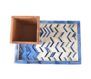 Bandejas para servir con incrustaciones de hueso hechas a mano de diseño único Bandejas decorativas elegantes y mejores Ecológicas y sostenibles en la India - Product Image 1