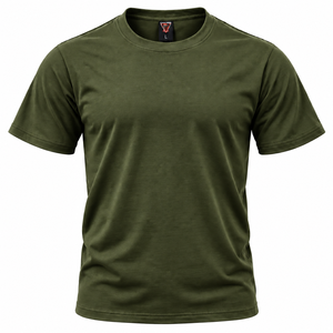 เสื้อยืดคอกลมแขนสั้นผ้าฝ้ายเรียบสำหรับผู้ชายแบบ OEM สั่งทำได้ - Product Image 4