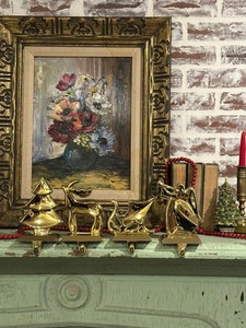 Polished Gold Tone Metal <b>Stocking</b> <b>Holder</b> Your Choice of Angle, Reindeer, Sleigh or Christmas Tree feltsocks - Product Image 5