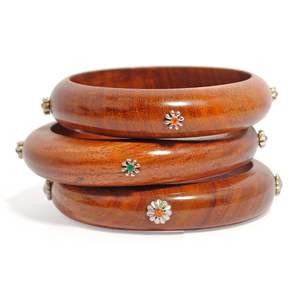 กำไลข้อมือไม้ชีแชมทำมือ ชุบทองโรเดียม ประดับคริสตัลสวารอฟสกี้ กำไลแบบหนา สำหรับผู้หญิง ผู้ชาย ของขวัญ เครื่องประดับ - Product Image 4