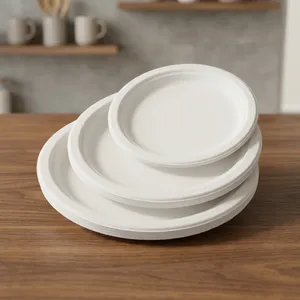 Assiette jetable en pulpe hexagonale de 6 pouces de qualité supérieure, compostable, écologique, pour servir les aliments - Product Image 2
