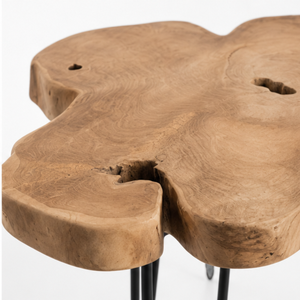 ARTERRA Luxury Eco-Friendly Handmade <b>Round</b> Shape Teak Wood Slice <b>Table</b> Modern Organic Coffee <b>Table</b> Nesting <b>Side</b> <b>Table</b> Set - Product Image 3