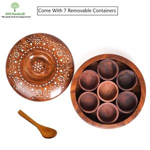 Oferta Exclusiva: Caja de Especias Cuadrada de Madera para Cocina con 9 Compartimentos, Contenedor de Masala Duradero y Ecológico - Product Image 4