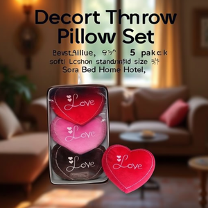 Decorative Throw Pillow <b>Set</b> 5-Pack Soft Heart <b>Cushion</b> Standard Size for <b>Sofa</b> Bed Home Hotel - Product Image 3