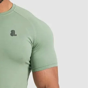 T-shirt Homme Vert Uni à Manches Courtes Col Rond Respirant Coton/Fibre de Bambou Coupe Décontractée Logo Avant Délavé à l'Acide Grande Taille Personnalisable - Product Image 3