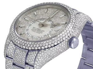 BOJ R.O.L.E.X.035 Montre Homme de Luxe à Quartz Analogique en Acier, Blanche, Entièrement Sertie de Moissanite, 41MM, Résistante à l'Eau 3BAR, Style Hip Hop - Product Image 4