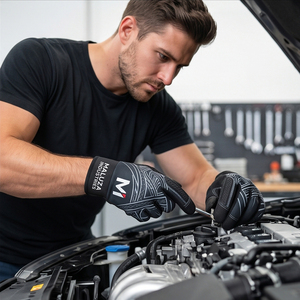 OEM ODM Heavy Duty Anti Impact Polyester Mechanic Safety Gloves Padded Palm Touchscreen Moisture-Wicking Latex-free General - Product Image 4