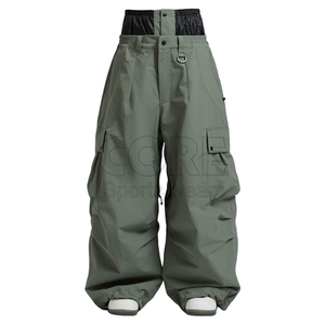 Pantalon de ski unisexe noir grande taille avec poches cargo, fermeture éclair, imperméable, respirant, coupe-vent, pour adultes - Product Image 2