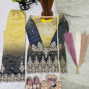 Elegant Silk Embroidered Kids Premium <b>Top</b> Palazzo Set With Organza Dupatta Full Stitched For Girls Wholesale Rate By Royal Expot - Product Image 5