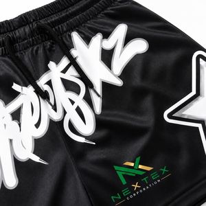 Shorts de sport pour homme personnalisés, imprimé graffiti étoile, séchage rapide, respirants, en polyester, pour l'été, le basketball et le streetwear - Product Image 5
