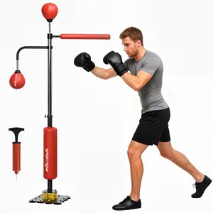Macchina per Allenamento Boxe 4.6FT-6.7FT con Sacco da Boxe per Riflessi e Velocità, Supporto Rosso - Product Image 1