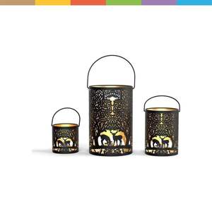 Faroles Metálicos de Alta Calidad en Color Negro con Diseño de Hojas Recortadas, Farol Decorativo Grande para Bodas, Navidad y Festivales de Luces - Product Image 2