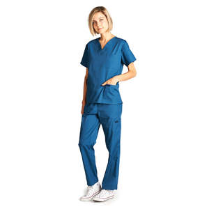 Vêtements de travail médicaux pour femmes de qualité supérieure, haut à col en V uni, tenue d'infirmière avec poches, fabriqué au Pakistan - Product Image 3