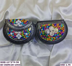 Handmade Bollywood Designer Elegant <b>Beaded</b> Metal Mosaic Clutch Bag With Geometric Pattern Flap Closure Evening <b>Handbags</b> - Product Image 4