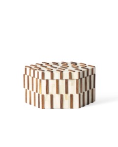 Handcrafted Bone Inlay Decorative Round <b>Storage</b> Box Set with Geometric Mosaic Pattern Jewelry Organizer Keepsake Boxes for Home - Product Image 2