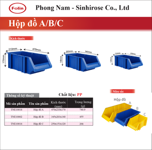 Bacs de rangement empilables en plastique PP de qualité alimentaire Folin B-ABC, jaune et bleu, conteneurs pour pièces industrielles, boîte à outils d'entrepôt, logo personnalisé - Product Image 5