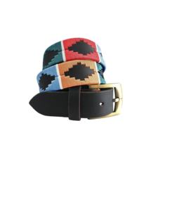 Ceintures polo en cuir de qualité supérieure unisexe équestre intelligent en forme de diamant brodé à la main avec des fils solides PB012 - Product Image 6