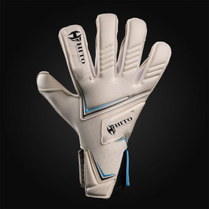 Gants de gardien de but de football en latex allemand blanc et bleu, design personnalisé, avec paume plate en latex allemand de 4 mm et protection du pouce. - Product Image 2