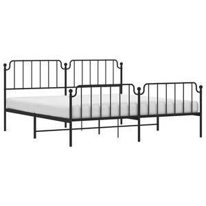 Black Metal <b>Bed</b> Frame with <b>Footboard</b> 76"x79.9" Without Mattress Modern Style - Product Image 3