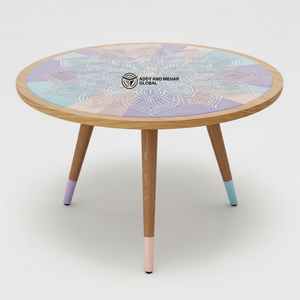 Wholesale Custom Hand-Painted Wooden <b>Stool</b> Ethnic Meena Art Decorative Pedestal Durable Indoor Tripod Side <b>Table</b> - Product Image 1