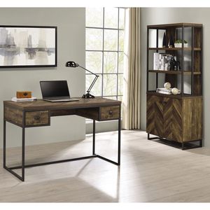 Libreria a 2 porte rustica quercia a spina di pesce e canna di fucile - Product Image 5