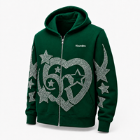 Sweat-shirt à capuche unisexe KhumBro vert avec fermeture éclair, design avec poche, molleton décontracté 100% coton, coupe classique, vêtements d'hiver
