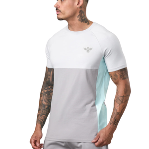Camiseta Deportiva Personalizada para Hombre, Color Blanco Menta, con Bloques de Color, Transpirable, de Secado Rápido, de Algodón, para Gimnasio, Entrenamiento, Fitness, Uso Casual de Verano - Product Image 3